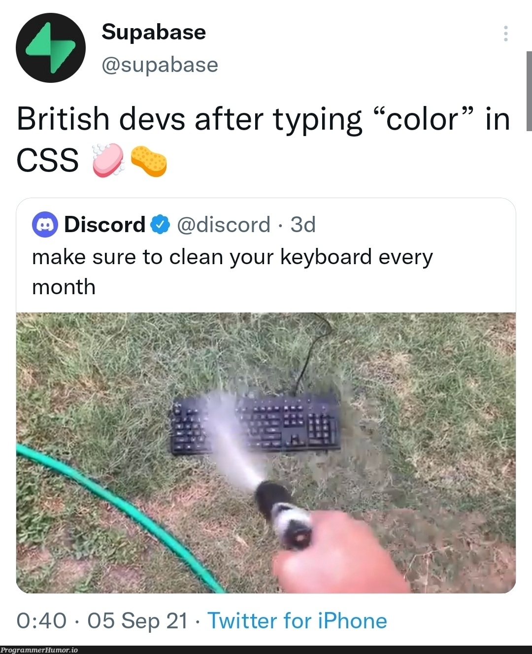 It hurts my soul to type 'color' | css-memes, iphone-memes, discord-memes, devs-memes, IT-memes, twitter-memes, cs-memes | ProgrammerHumor.io