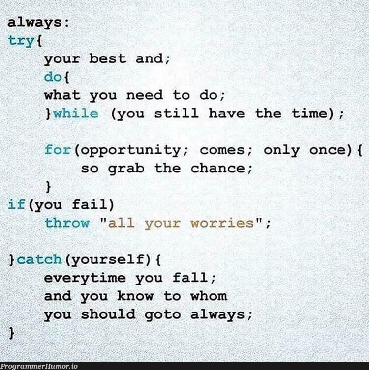 A friend sent me this, not sure if it’s been posted here | try-memes, catch-memes | ProgrammerHumor.io