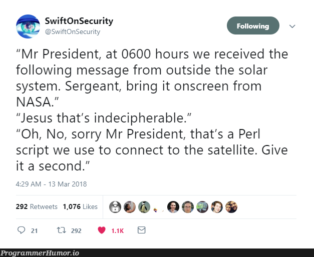 Perl Problems | security-memes, swift-memes, perl-memes, IT-memes, ide-memes | ProgrammerHumor.io