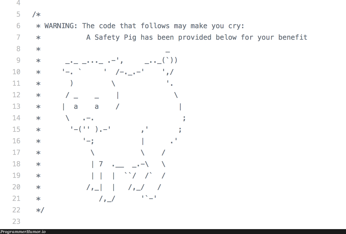 Safety Pig Solves Problems. | code-memes, warning-memes, ide-memes | ProgrammerHumor.io