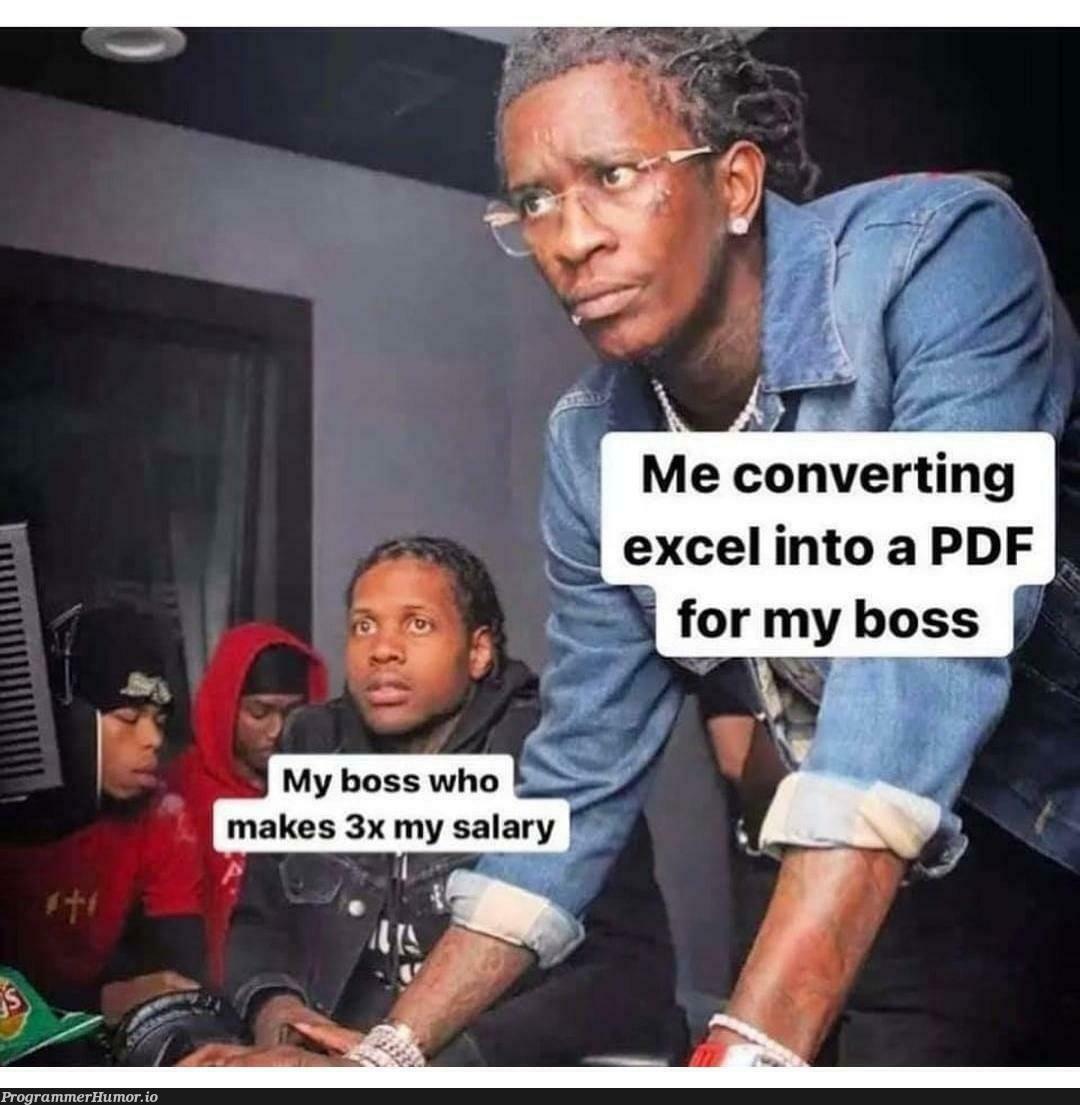 Maybe I'll charge him next time | excel-memes, pdf-memes | ProgrammerHumor.io