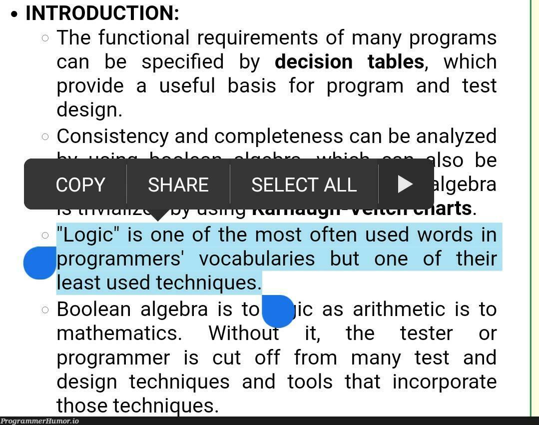 Programmer LoGiC | programmer-memes, tech-memes, design-memes, program-memes, test-memes, requirements-memes, function-memes, rds-memes, ide-memes, cs-memes, tables-memes | ProgrammerHumor.io