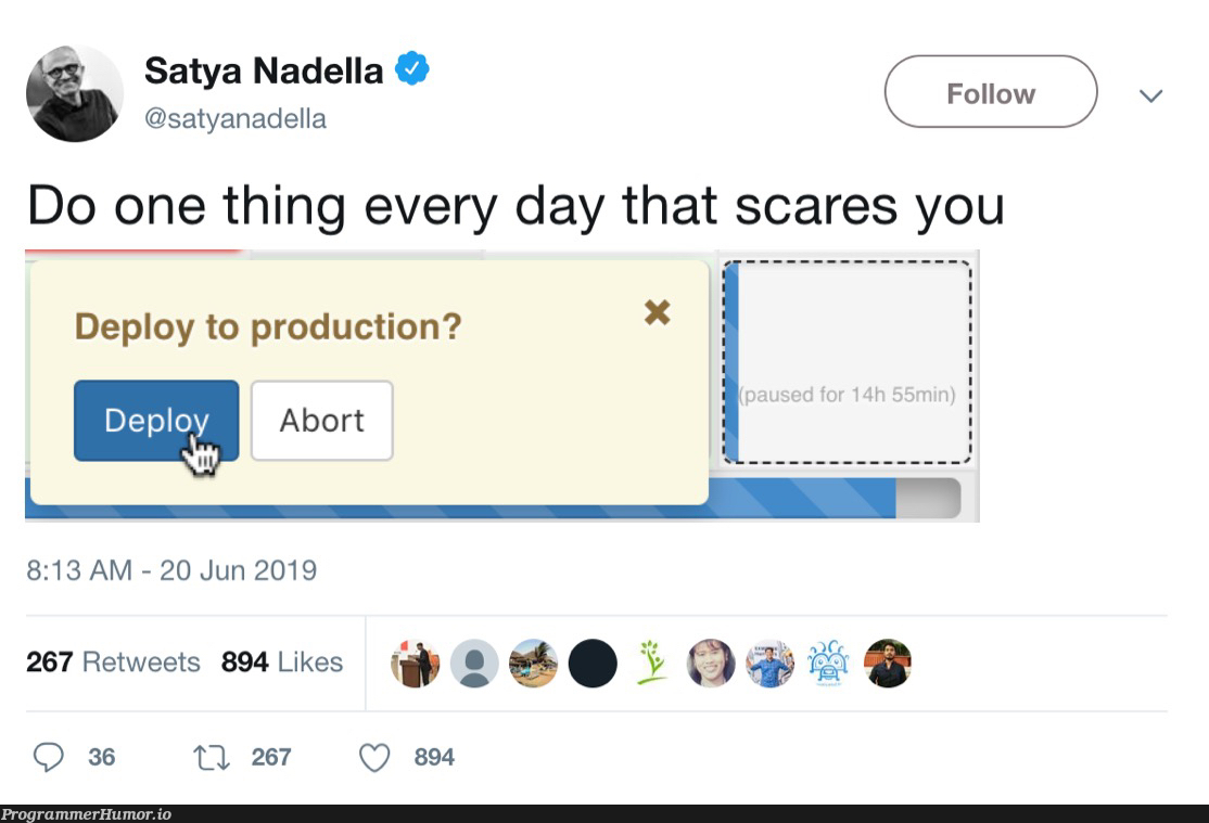 Thank you Satya, very cool! | production-memes, retweet-memes, product-memes | ProgrammerHumor.io