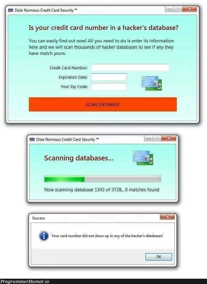 You guys should check your cards | code-memes, hacker-memes, data-memes, security-memes, database-memes, date-memes, rds-memes | ProgrammerHumor.io
