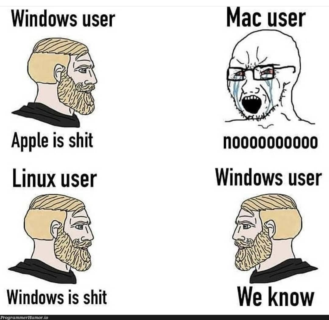 Sad windows 10 user | linux-memes, ux-memes, apple-memes, windows-memes, mac-memes | ProgrammerHumor.io