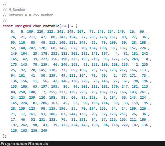 How random numbers are "generated" in classic Doom | random-memes, class-memes | ProgrammerHumor.io