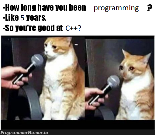 Day 1825 of learning C++ in 21 days | programming-memes, program-memes, c++-memes | ProgrammerHumor.io