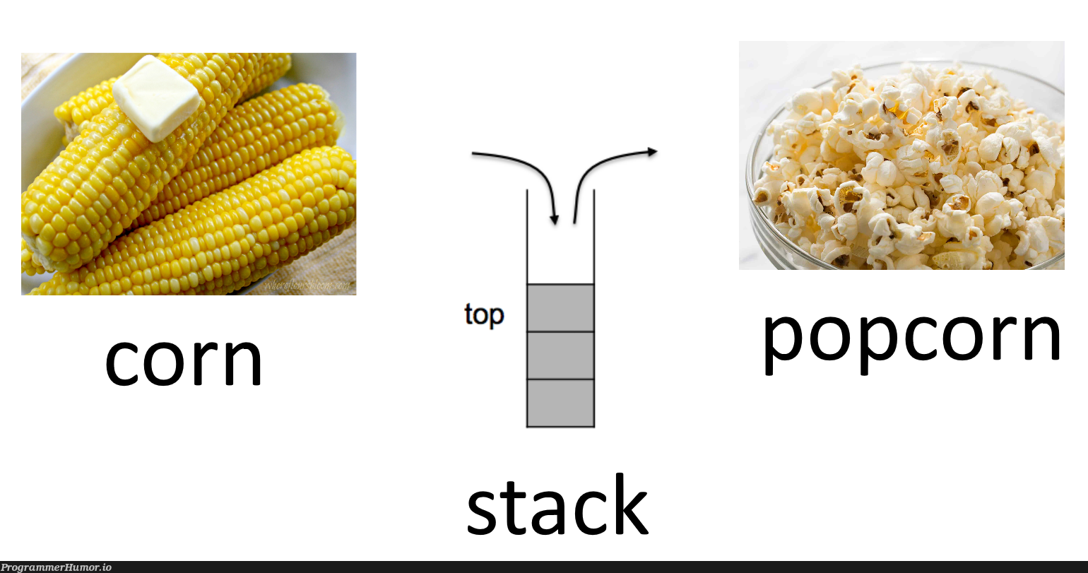 What happens after you push corn onto the stack? | stack-memes | ProgrammerHumor.io