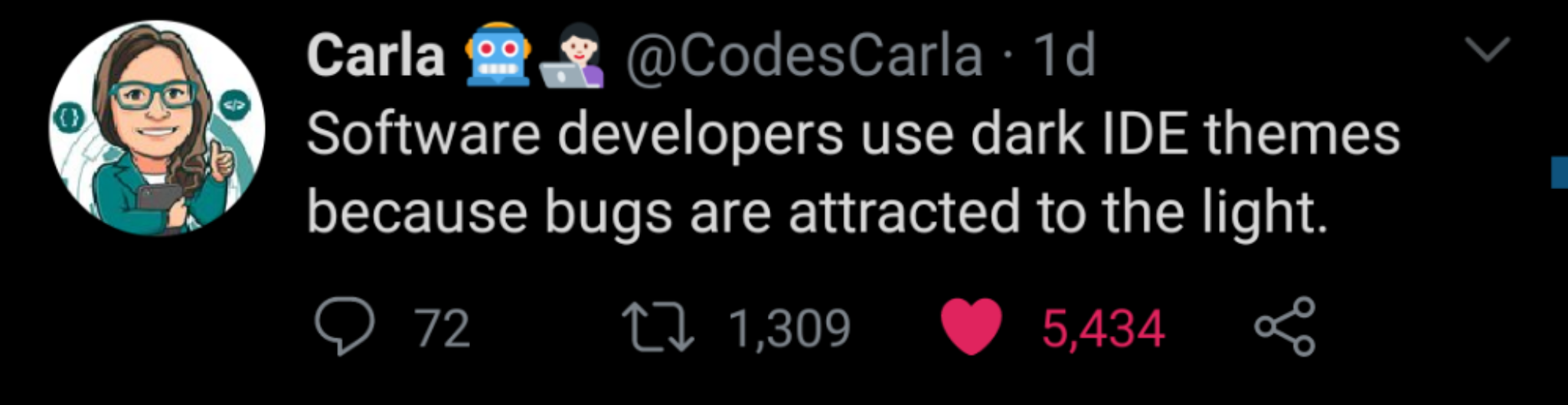 Always use dark themes, guys. | developer-memes, software-memes, code-memes, software developer-memes, bugs-memes, bug-memes, ide-memes | ProgrammerHumor.io