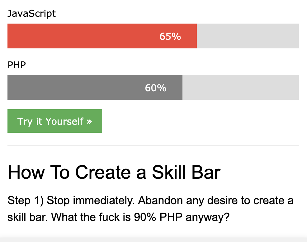 How To Create a Developer Skill Bar in 2019 | developer-memes, javascript-memes, php-memes, java-memes, try-memes, IT-memes | ProgrammerHumor.io