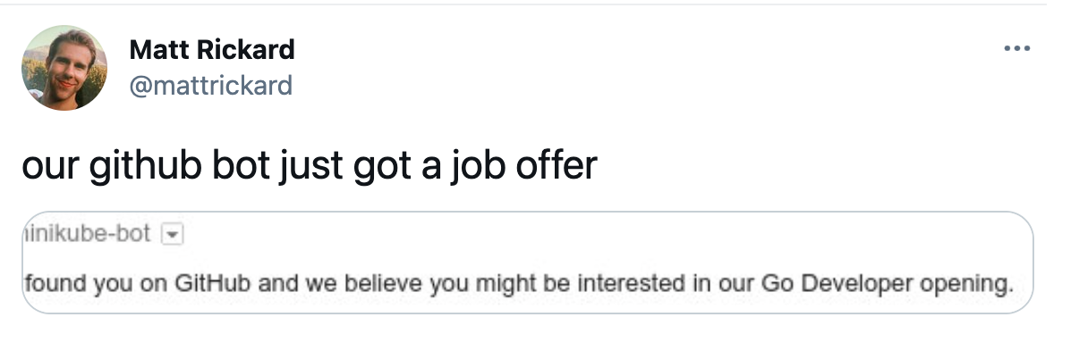 Our GitHub bot just got a job offer | developer-memes, git-memes, github-memes, rest-memes, bot-memes | ProgrammerHumor.io