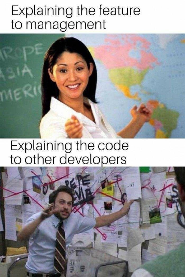 Constantly torn between eight equally valid but differing levels of confusing explanations for what could be simply described as "magic" | developer-memes, code-memes, management-memes, feature-memes | ProgrammerHumor.io