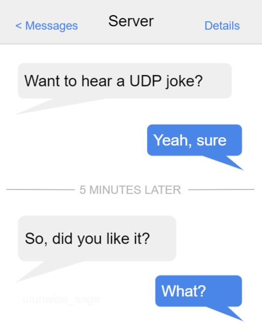 Basically how UDP works | server-memes, udp-memes | ProgrammerHumor.io