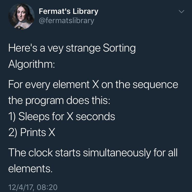 Strange sorting algorithm | program-memes, loc-memes, lock-memes, algorithm-memes, sorting-memes | ProgrammerHumor.io