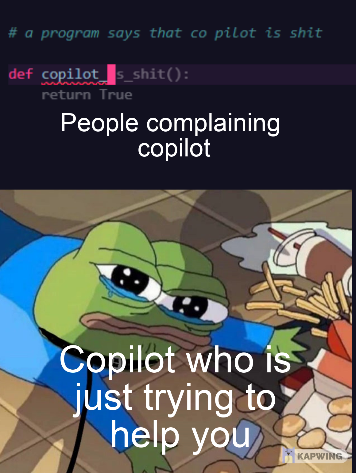 Poor copilot :( | try-memes | ProgrammerHumor.io