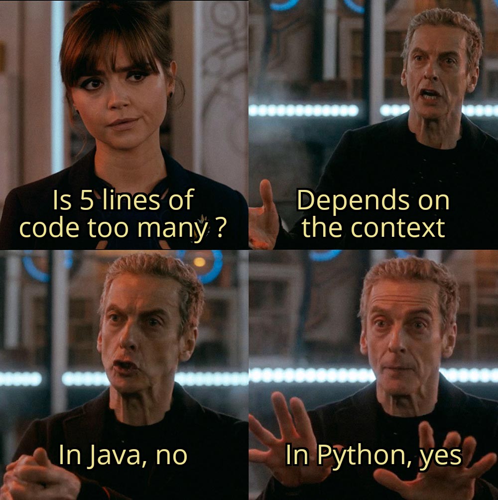 Python be like, less code same work | code-memes, python-memes | ProgrammerHumor.io