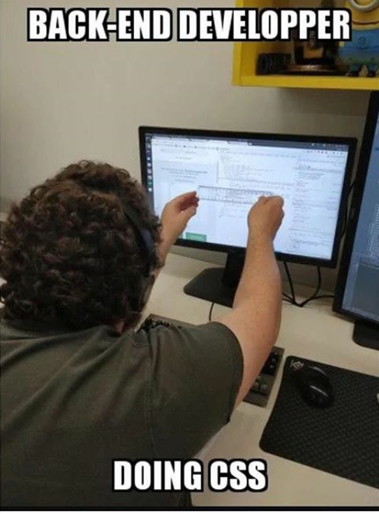 Backend developer doing CSS | developer-memes, css-memes, backend-memes, cs-memes | ProgrammerHumor.io