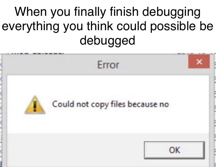 Just making up excuses at this point | debugging-memes, bug-memes, error-memes, debug-memes | ProgrammerHumor.io