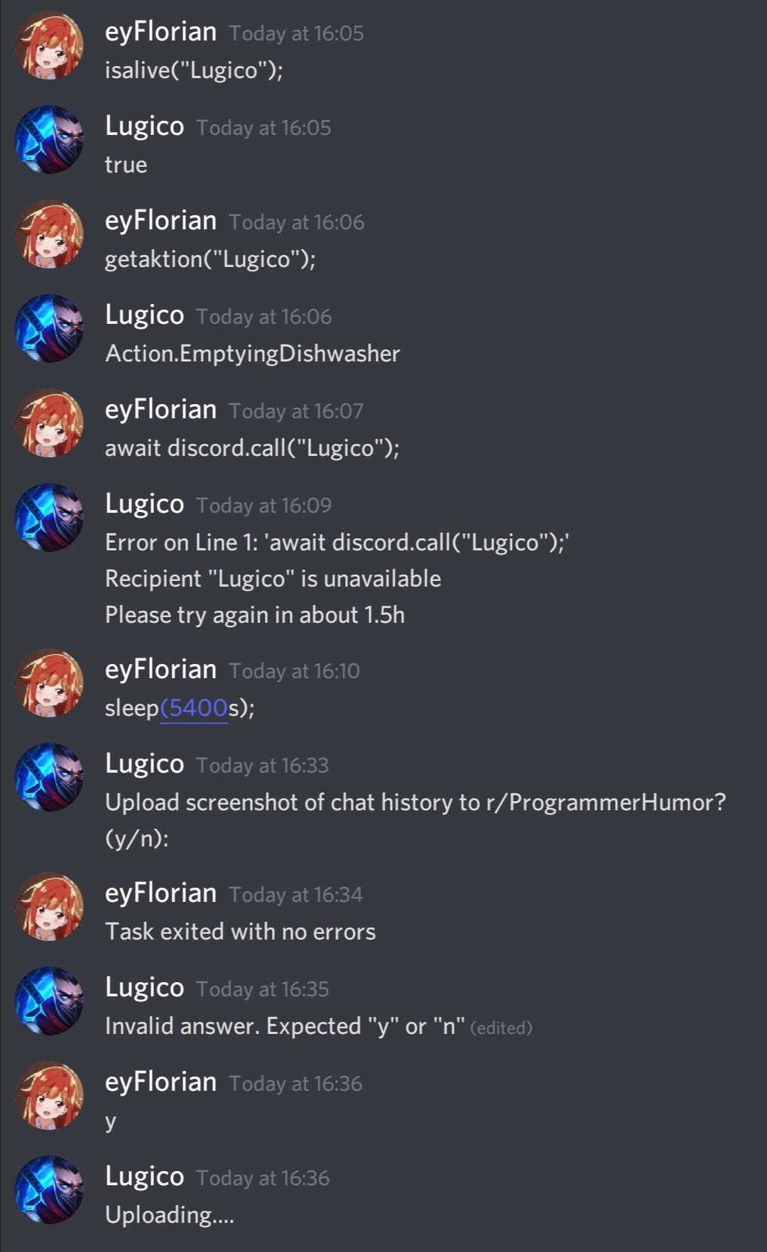 Just two IT guys having a conversation. Nothing special | programmer-memes, program-memes, try-memes, errors-memes, discord-memes, error-memes, IT-memes | ProgrammerHumor.io