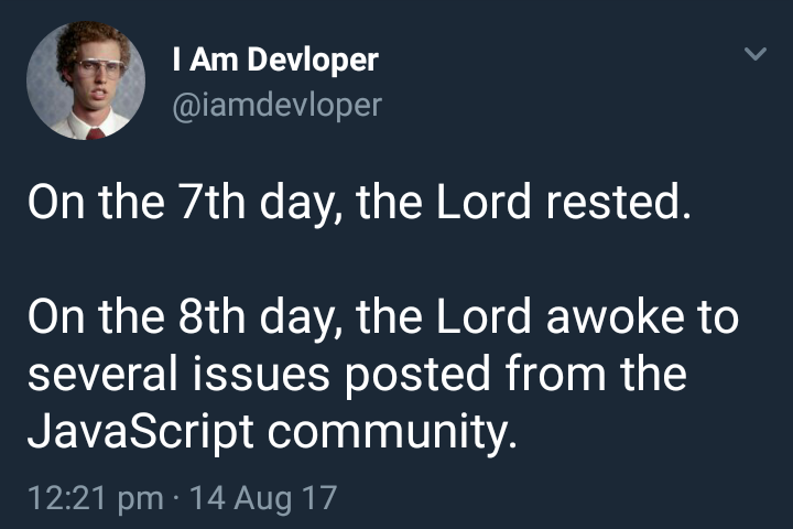 And on the 9th day, the Lord gave up. | javascript-memes, java-memes, rest-memes | ProgrammerHumor.io