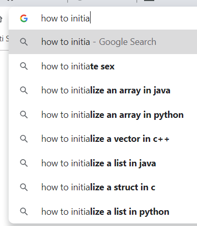 Programmers Search Suggestion | programmer-memes, java-memes, python-memes, program-memes, google-memes, array-memes, c++-memes, list-memes, google search-memes, search-memes | ProgrammerHumor.io