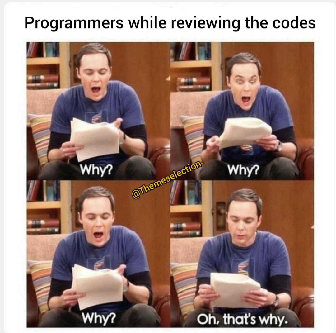 Logic while coding > Logic while reviewing the same code | programmer-memes, coding-memes, code-memes, program-memes | ProgrammerHumor.io