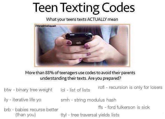 Texting Codes | code-memes, string-memes, list-memes, ssl-memes, binary-memes | ProgrammerHumor.io