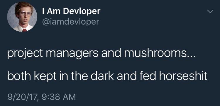 Project managers and mushrooms | bot-memes, manager-memes | ProgrammerHumor.io