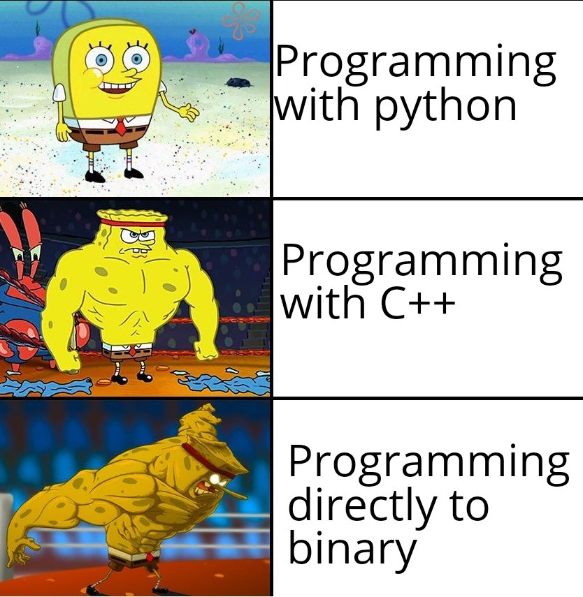 Are there any hardcore binary programmers out there? | programming-memes, programmer-memes, program-memes, c++-memes, binary-memes | ProgrammerHumor.io