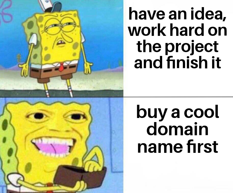 3 cool domain names 0 finished projects | idea-memes, ide-memes | ProgrammerHumor.io