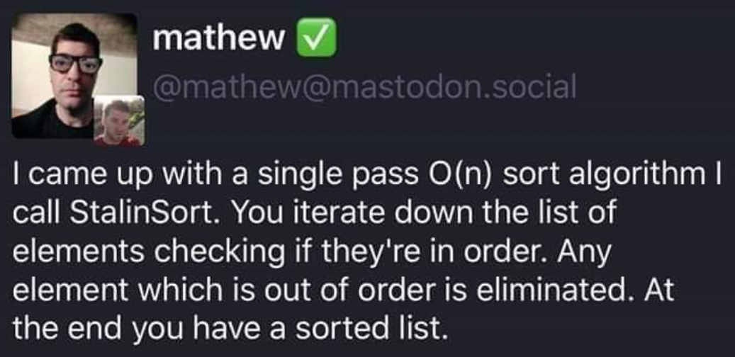 Salute to this sort..🖖 | list-memes, algorithm-memes | ProgrammerHumor.io