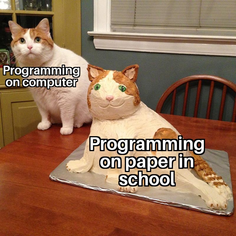 Yes, we write programming tests on paper sometimes | programming-memes, program-memes, test-memes, tests-memes | ProgrammerHumor.io