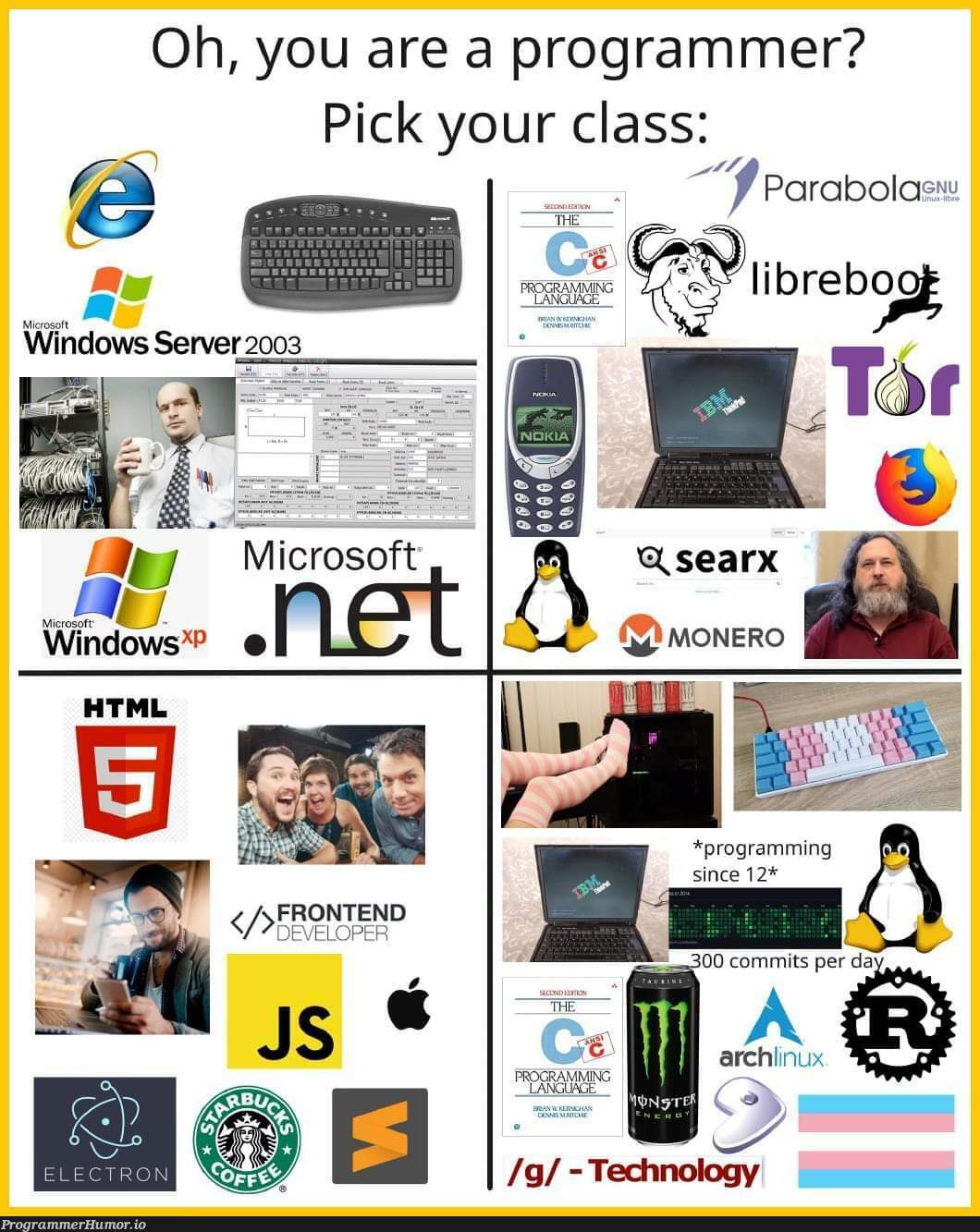 what kind of programmer are you? | programming-memes, programmer-memes, tech-memes, technology-memes, ux-memes, program-memes, frontend-memes, class-memes | ProgrammerHumor.io