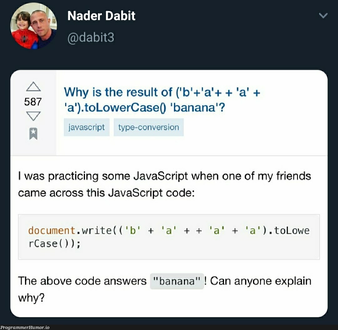 JavaScript is weird | javascript-memes, code-memes, java-memes, version-memes | ProgrammerHumor.io