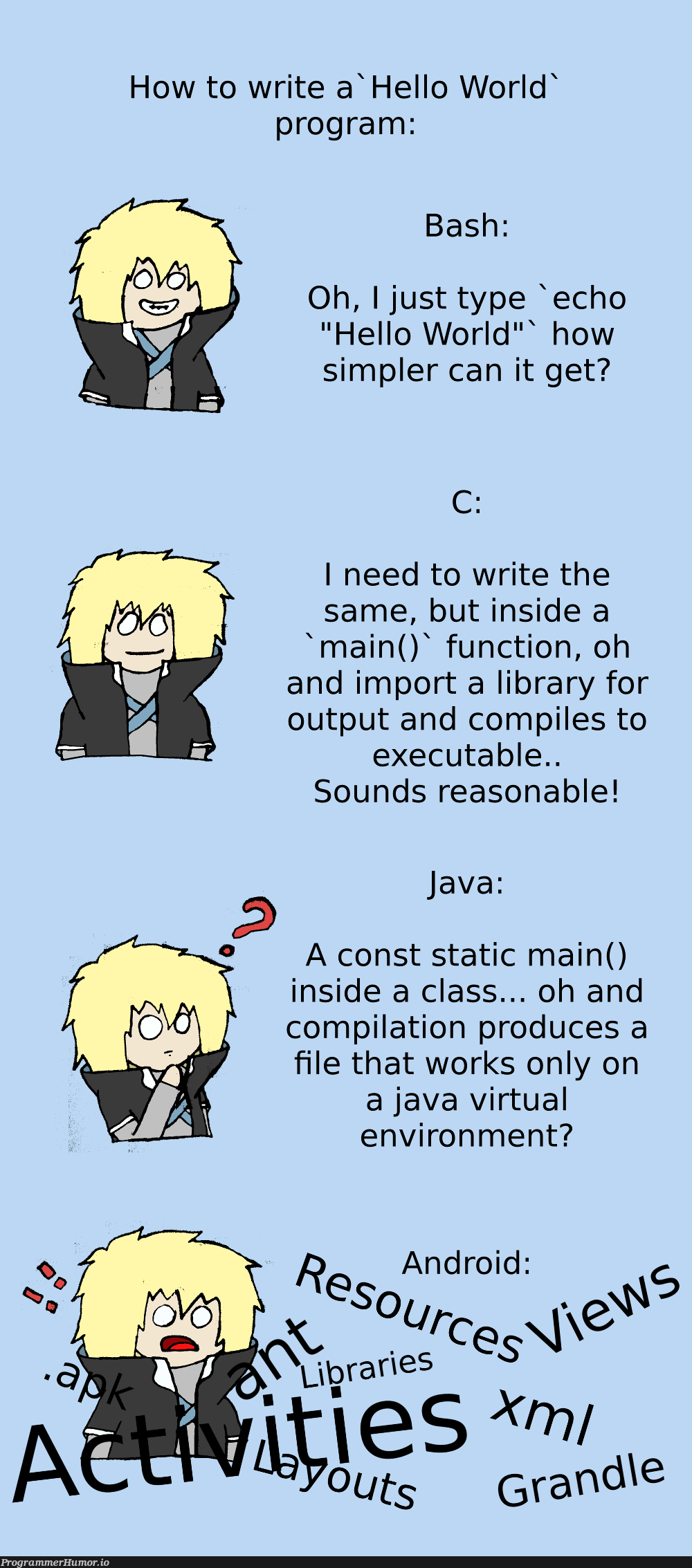 Android programming was easy they said ... | programming-memes, java-memes, android-memes, program-memes, bash-memes, function-memes, class-memes, IT-memes, ide-memes | ProgrammerHumor.io