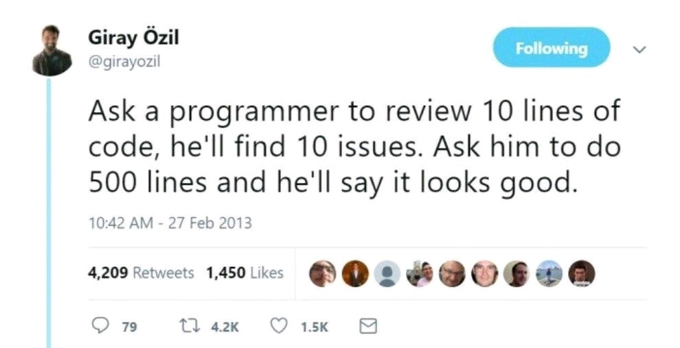 Every Code Review | programmer-memes, code-memes, program-memes, lines of code-memes, IT-memes, retweet-memes | ProgrammerHumor.io