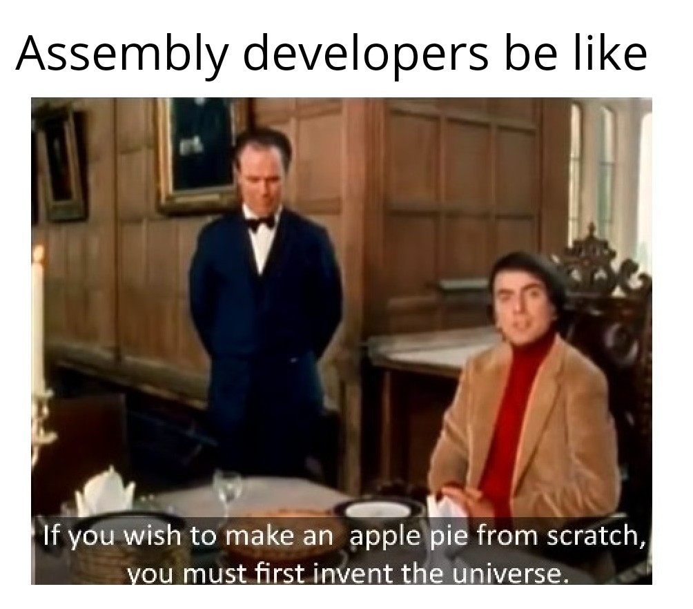 *reads in Carl Sagan's voice* | developer-memes, assembly-memes, apple-memes | ProgrammerHumor.io