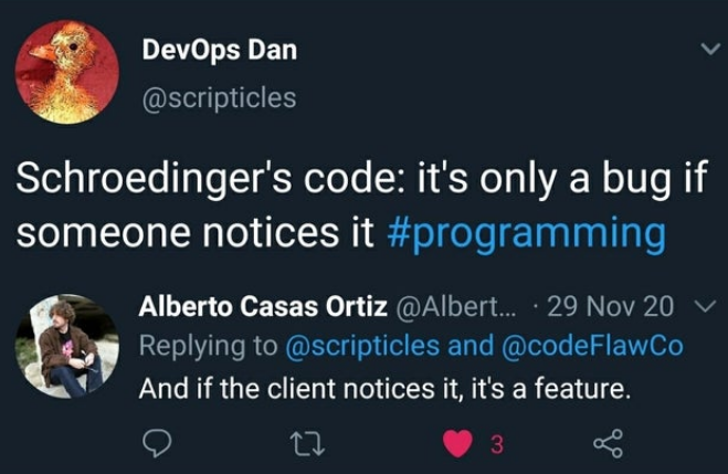 Suprise feature | programming-memes, code-memes, program-memes, bug-memes, cli-memes, IT-memes, devops-memes, feature-memes | ProgrammerHumor.io