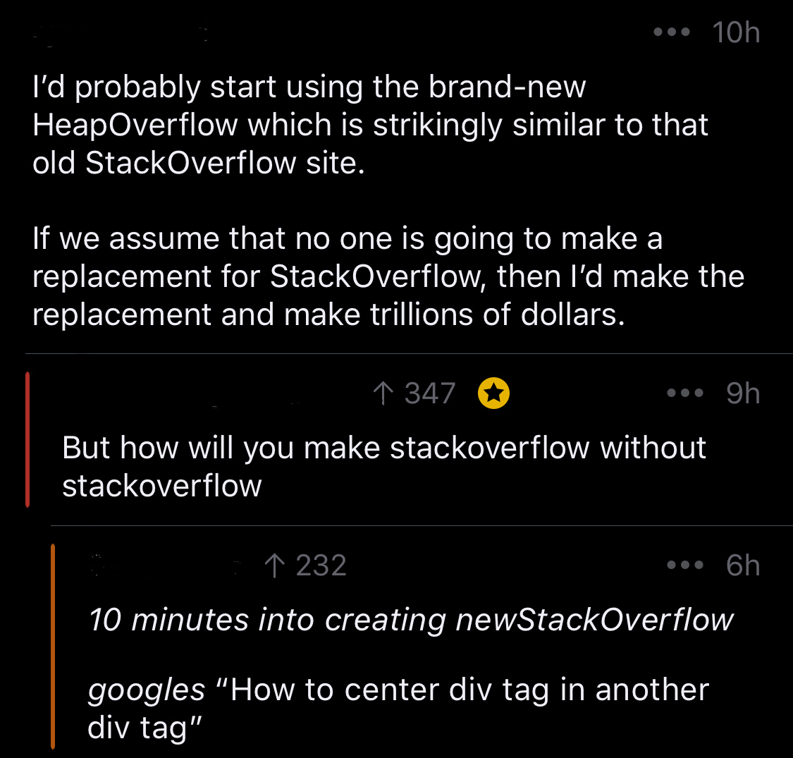 If StackOverflow were ever shut down permanently | stackoverflow-memes, stack-memes, google-memes, overflow-memes, div-memes | ProgrammerHumor.io