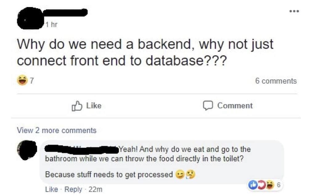 Needs to be processed! | backend-memes, front end-memes, data-memes, database-memes, comment-memes | ProgrammerHumor.io