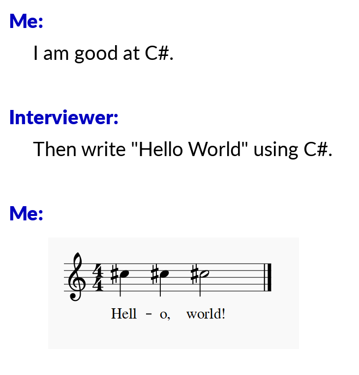 Hello World using C# | c#-memes, interview-memes | ProgrammerHumor.io