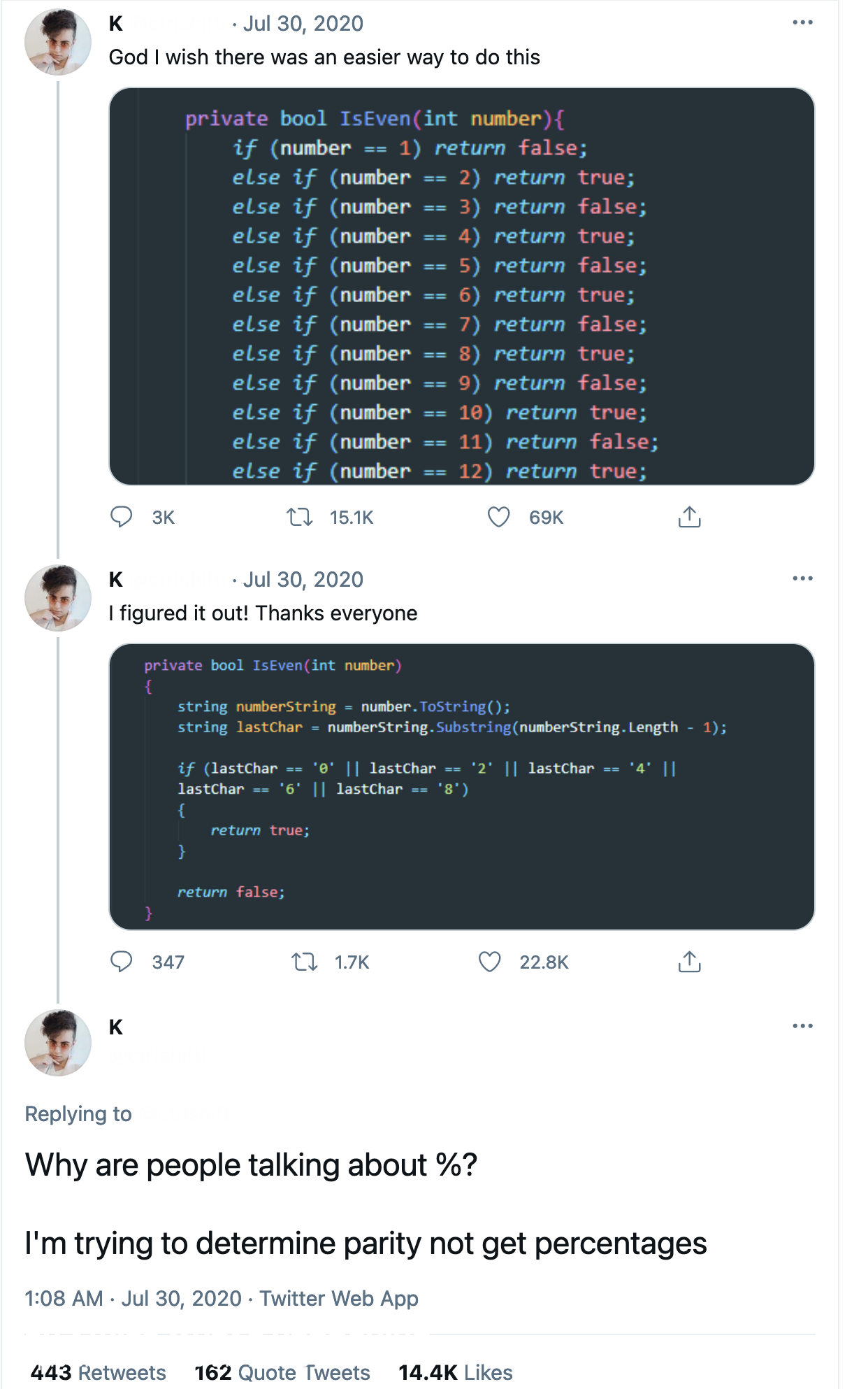 Even numbers are so hard | web-memes, try-memes, string-memes, IT-memes, twitter-memes, retweet-memes, private-memes | ProgrammerHumor.io