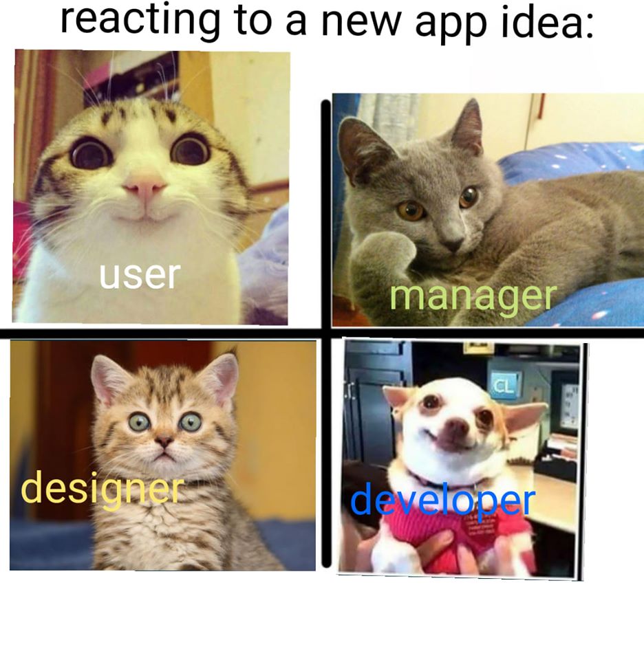 Different reactions to New App Idea's | react-memes, idea-memes, ide-memes | ProgrammerHumor.io