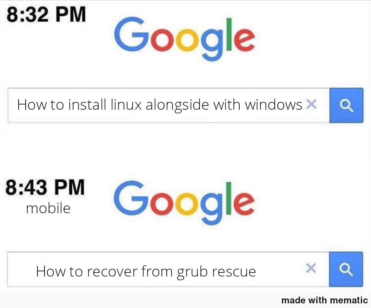 Amateur linux kid!(Me a while back) | linux-memes, ux-memes, google-memes, windows-memes, ide-memes | ProgrammerHumor.io