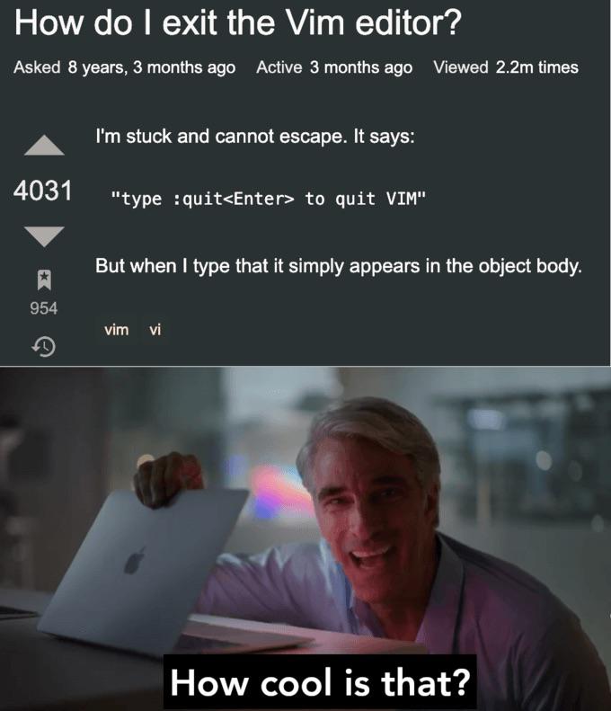 I am not sure if it has been posted before. But as a vim user I absolutely love this image | vim-memes, image-memes, object-memes, IT-memes | ProgrammerHumor.io