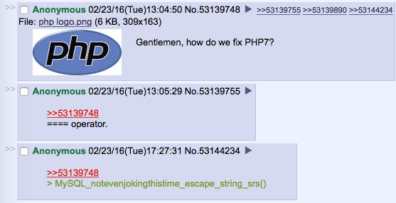 Anon wants to fix PHP7 | php-memes, mysql-memes, sql-memes, string-memes, fix-memes | ProgrammerHumor.io