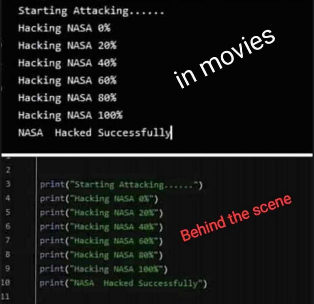 I wonder If they heard of for loops? | hacking-memes, loops-memes, for loop-memes, oop-memes, mac-memes | ProgrammerHumor.io