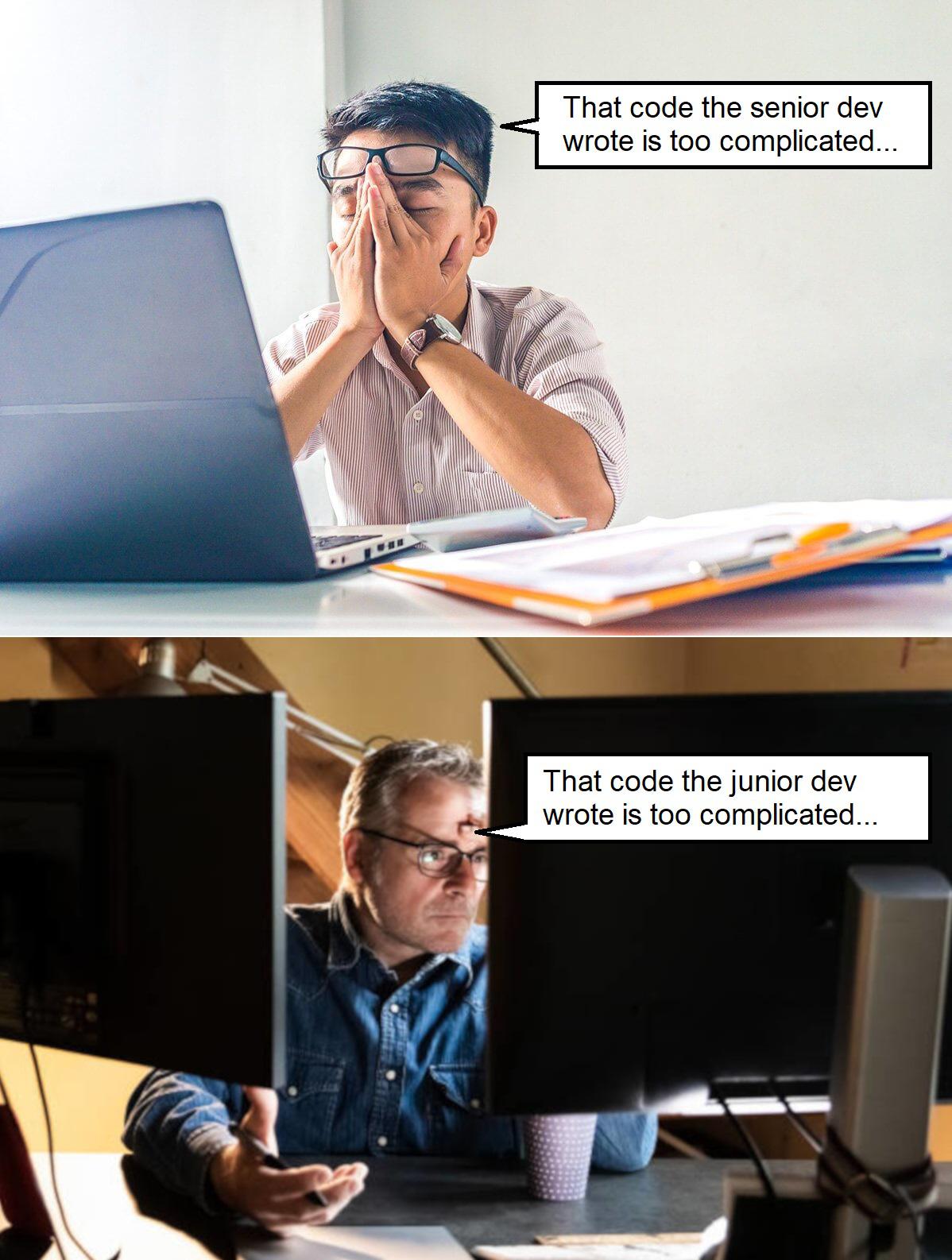 Junior-dev vs. Senior-dev | code-memes | ProgrammerHumor.io