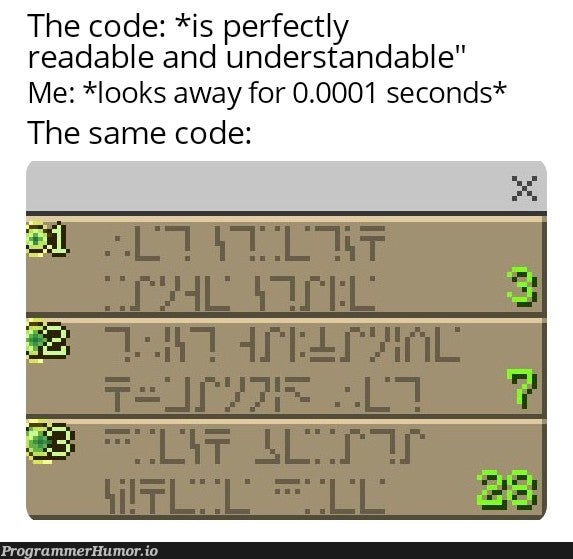 perfectly readable | code-memes | ProgrammerHumor.io