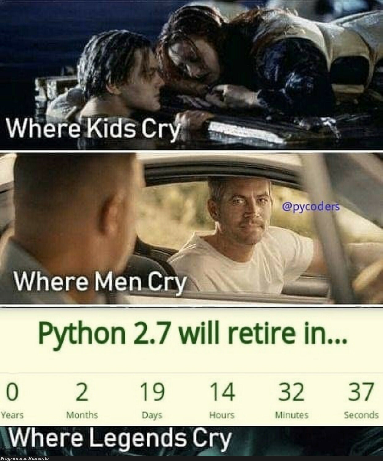 Hello darkness my old friend... | python-memes, python 2.7-memes | ProgrammerHumor.io